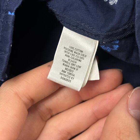 Bonobos Navy Blue White Mens L Slim Fit Floral Pattern Long Sleeve Button Shirt - Picture 5 of 9